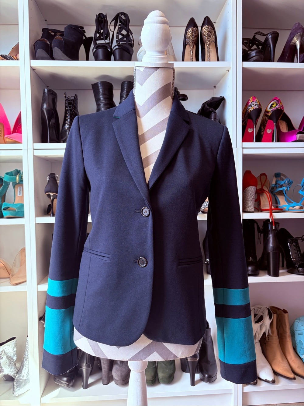 GAP Navy Blue & Green Academy Blazer